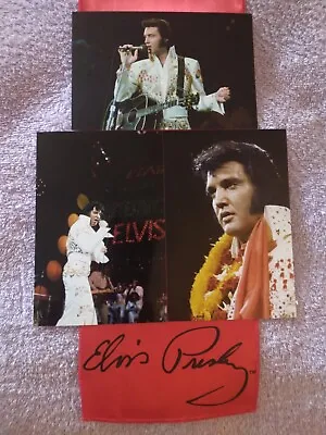 Elvis Presley Signature Red Scarf&aloha From Hawaii Concert Photos Lot 4 • $35