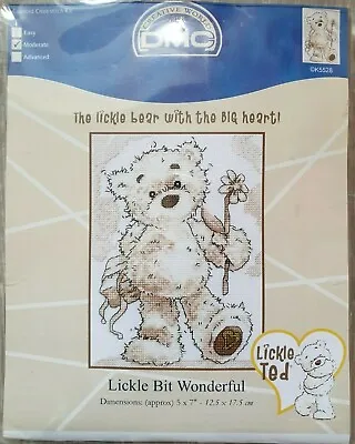 Cross Stitch Kit  -  LICKLE BIT WONDERFUL  Lickle Ted   Bear With Big Heart  NEW • £6.99