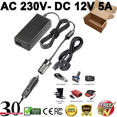 230V To DC 12V Mains Plug Cigarette Lighter Socket Car Van Charger Power Adapter • £9.99