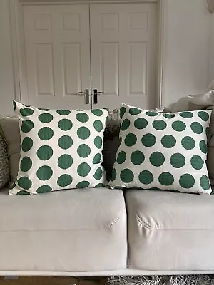 Ikea Green/White Circle Cushion Large With Inners X2 • £22