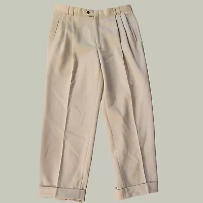 Ballin Dress Pants Mens 36 X 29 Trousers Tan Striped Cuffed Bottom • $12.72