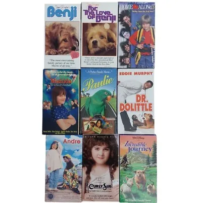 9 VHS Movies Children Family Bundle Classics: Benji Curly Sue Matilda Paulie • $7
