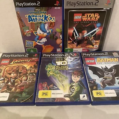 5 X Ps2 Game Bundle Lego Star Wars Batman Indiana Jones Ben 10 Donal Duck • $39