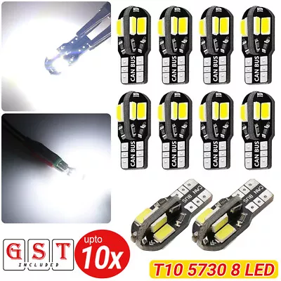 1-10x Canbus T10 5730 8 LED SMD White Car Side Wedge Light Lamp Bulb 194 168 W5W • $7.92