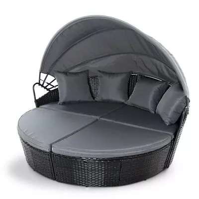 Rattan Outdoor Sun Lounger Garden Patio Sofa Day Bed Canopy Furniture Wicker Set • £299.99