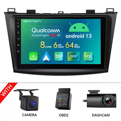 CAM+DVR+OBD+For Mazda 3 2010-2013 Android 13 6+64 9  Car Stereo Radio DSP No DVD • $351.81