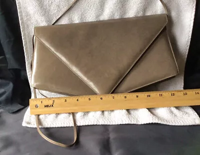 CHARLES JOURDAN Paris France Leather Envelope Purse Taupe • $44