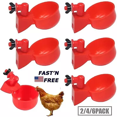 6Pcs Automatic Water Cups Poultry Drinker Waterer Chicken Duck Quail Drinking US • $7.17