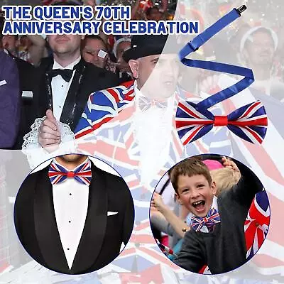 1PCS Union Jack Bow Tie Mens Fancy Dress Great Britain Stag Party Jubilee R0E3 • £2.53