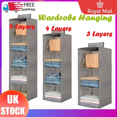 Drawer Canvas Wardrobe Hanging Clothes Cupboard  Storage Shelves Organiser UK • £4.49