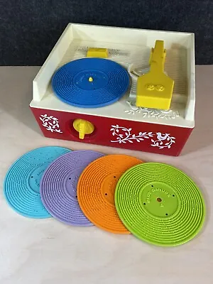 $40 • Buy Vintage Retro 1971 Fisher Price Music Box Record Player Toy 5 Discs Works 1970s