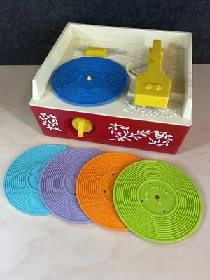 $40 • Buy Vintage Retro 1971 Fisher Price Music Box Record Player Toy 5 Discs Works 1970s