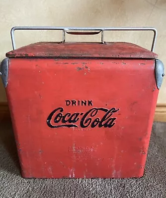 Awesome Rare Vintage 1950's Large COCA-COLA Red Metal Ice Chest Cooler • $49.99