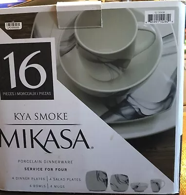 Mikasa Kya Smoke 15 Piece Porcelain Dinnerware Set New Missing Salad Plate • $129