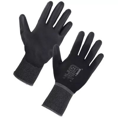 24 Pair - PU Grip Safety Work Gloves | Builders | Gardening | Mechanical • £11.95