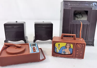 Plastic Vintage Doll House Furniture Side Tables TV Radio Record Player Bench • $9.99