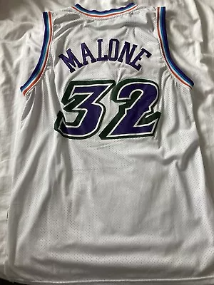 Utah Jazz Karl Malone #32 NBA Swingman White Basketball Jersey T-shirt • £10