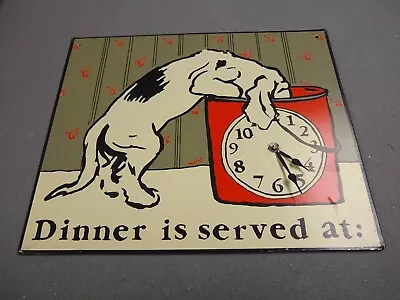 Vintage Metal Dinner Is Served At : Dog In Bucket Mechanical Clock Display Sign • $34.99