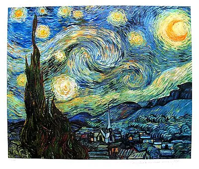 Vincent Van Gogh STARRY NIGHT Estate Signed Limited Edition Art Giclee 17  X 20  • $99.99