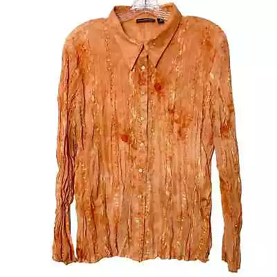 ESSENTIALS BY MILANO Blouse XL Stretchy Crinkled Watercolor • $25.88