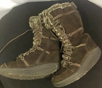 $29 • Buy Skechers Sketchers Shape Ups Womens 7.5 Brown Faux Fur Boots SN 11812