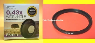 0.43X SUPER WIDE ANGLE LENS With MACRO 55mm-58mm To SONY FDR-AX53 18-70 55-200   • $23.17