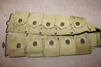 Original WW1 U.S. Army M1910 10 Pocket Canvas Rifle Ammo Belt  Mills  1918 D. • $85