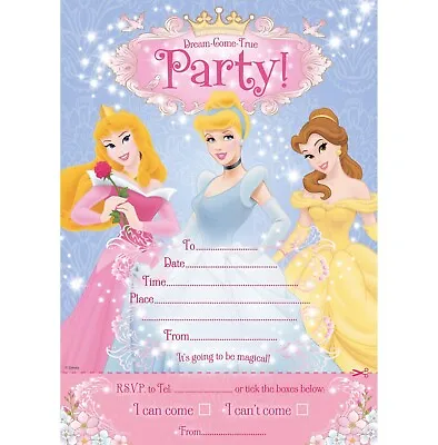 Princess Party Invitations C/w Envelopes  • £3.99