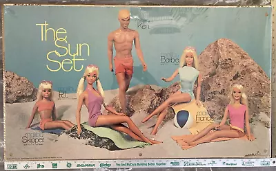 1971 The Sun Set Malibu Barbie Store Display Sign Taiwan Ken Skipper 36x22 Large • $699