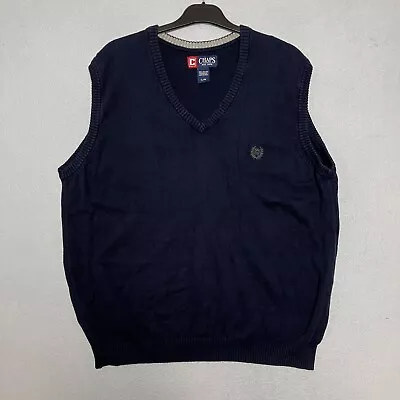 Chaps Ralph Lauren Vest Jumper Sweater V-Neck Knit Navy Blue Men's Large • £7.99