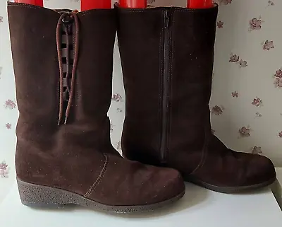 DRAPERS  * Hand Crafted *Brown Suede Boots * Lambswool * Wide Fit * Size 7EEE • £40