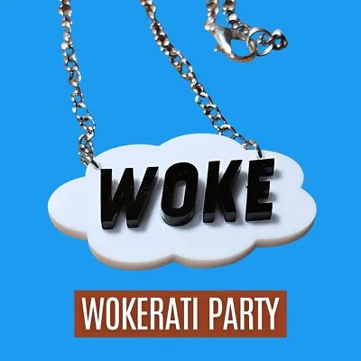 Woke Acrylic Necklace Laser Cut Pendant Silver  Met Chain Left Wing Woke Merch • £15