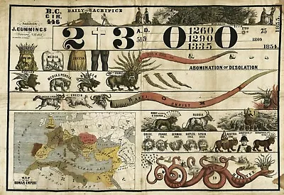 1853 Chart Focusing On The 2300 Days Prophecy - Millerite Prophetic Map Print • $37.95