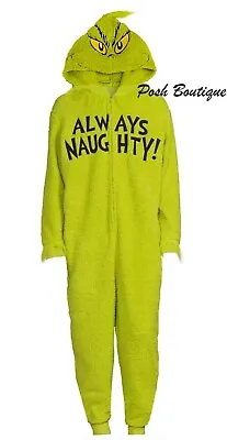 Grinch Union Suit Pajamas One Piece Costume Men Women S M L XL 2XL Christmas NWT • $40.75