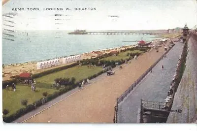 Kemp Town Looking West  Brighton Sussex - Postcard 1925 Pier Promenade • £1.29