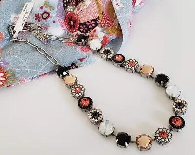$216 MARIANA Pomegranate Multicolor Peach Mosaic Silver Plated Crystal Necklace • $137.30