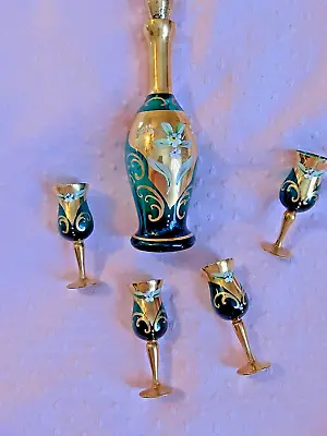 Salviatie Wine ~ Liquor Set ~ Signed ~ Murano ~ Decanter ~ Glasses • $175