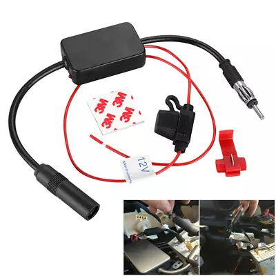 Stereo Car Radio Signal Antenna Aerial FM & AM Signal Booster Tool Amp Amplifier • £9.49