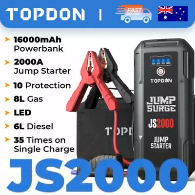 AU Jump Starter 2000A Portable 12 Volt Car Battery High Booster TOPDON JS2000 • $114.99