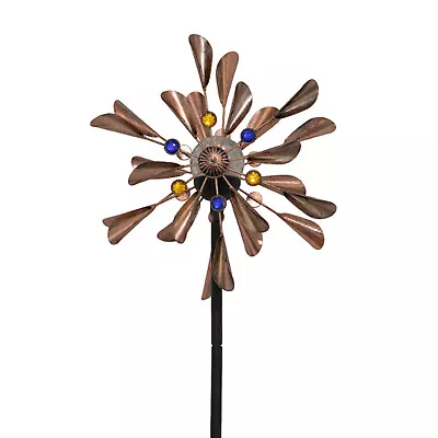 Solar Wind Spinner With LEDLight Outdoor Ball Metal Yard Art Garden • $18.49