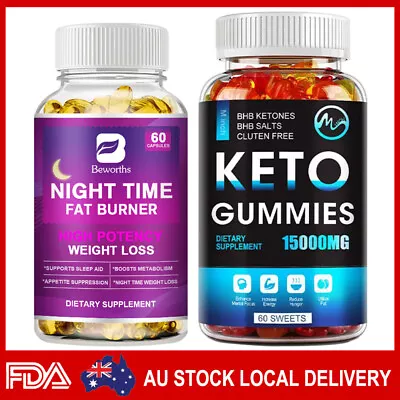 Keto Gummies Advanced Ketone Weight Loss Night Time Fat Burn Dietary Supplement • $22.99