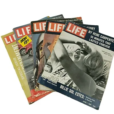 Lot 5 LIFE MAGAZINES 1958 1959 1962 Jimmy Hoffa Astronaut Space Program • $35