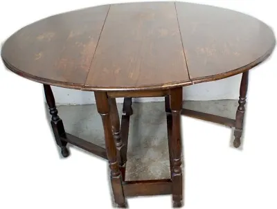 Solid British Tiger Oak Shabby Antique Drop Leaf Gate Leg Table England SOLID • $299