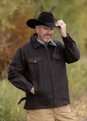 Wyoming Traders Mens Oil Skin Concealed Carry Zip Up Canvas Ranch Wear Jacket • $105.95