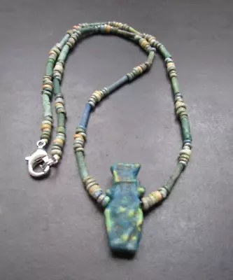 NILE  Ancient Egyptian Bes Amulet Mummy Bead Necklace Ca 600 BC • $120