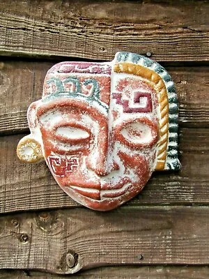 £19.99 • Buy Fair Trade Hand Carved Made Ceramic Mayan Life And Death Wall Art Hanging Mask 
