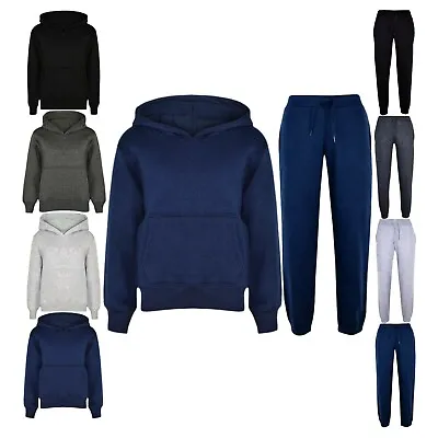 £8.99 • Buy Boys Tracksuit Hoodie Plain Top Jogging Bottom School Jog Suit Fleece Pants Set