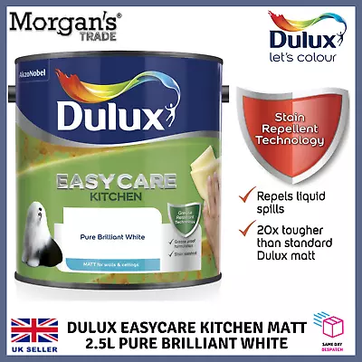 £20.99 • Buy Dulux Easycare Kitchen Matt Emulsion Stain & Grease Resistant Paint 2.5L PBW