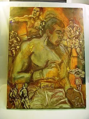 * JOHN W. GAINES Portrait O/C Cassius Clay MUHAMMAD ALI Boxing African American • $1750