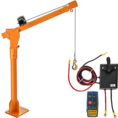 1Ton/2200lbs Davit Crane 360° Swivel Electric Truck Crane Wireless Control 12V • $460.99